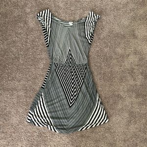 Charming Charlie Black and White Striped Mini Dress
